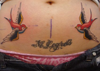 Birds Tattoo On Stomach